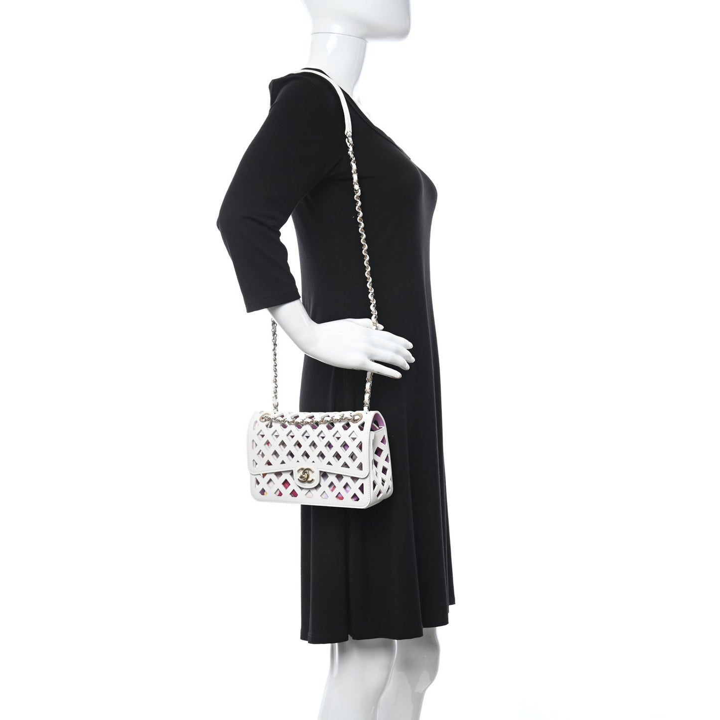 Lambskin Small Sea Through Flap White Multicolor