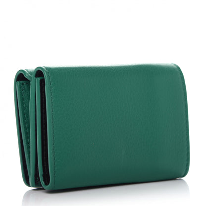 Balenciaga Smooth Calfskin Double Sided Logo Mini Everyday Wallet Green Black 3 of 10
