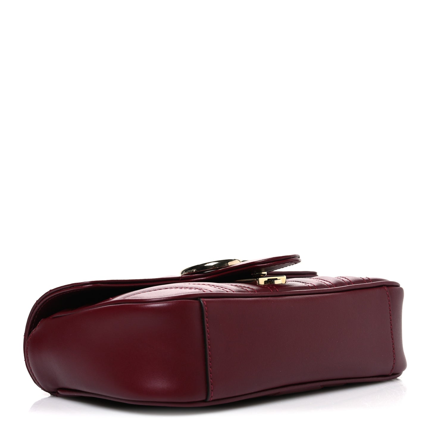 Calfskin Matelasse Mini GG Marmont Shoulder Bag Rosso Ancora