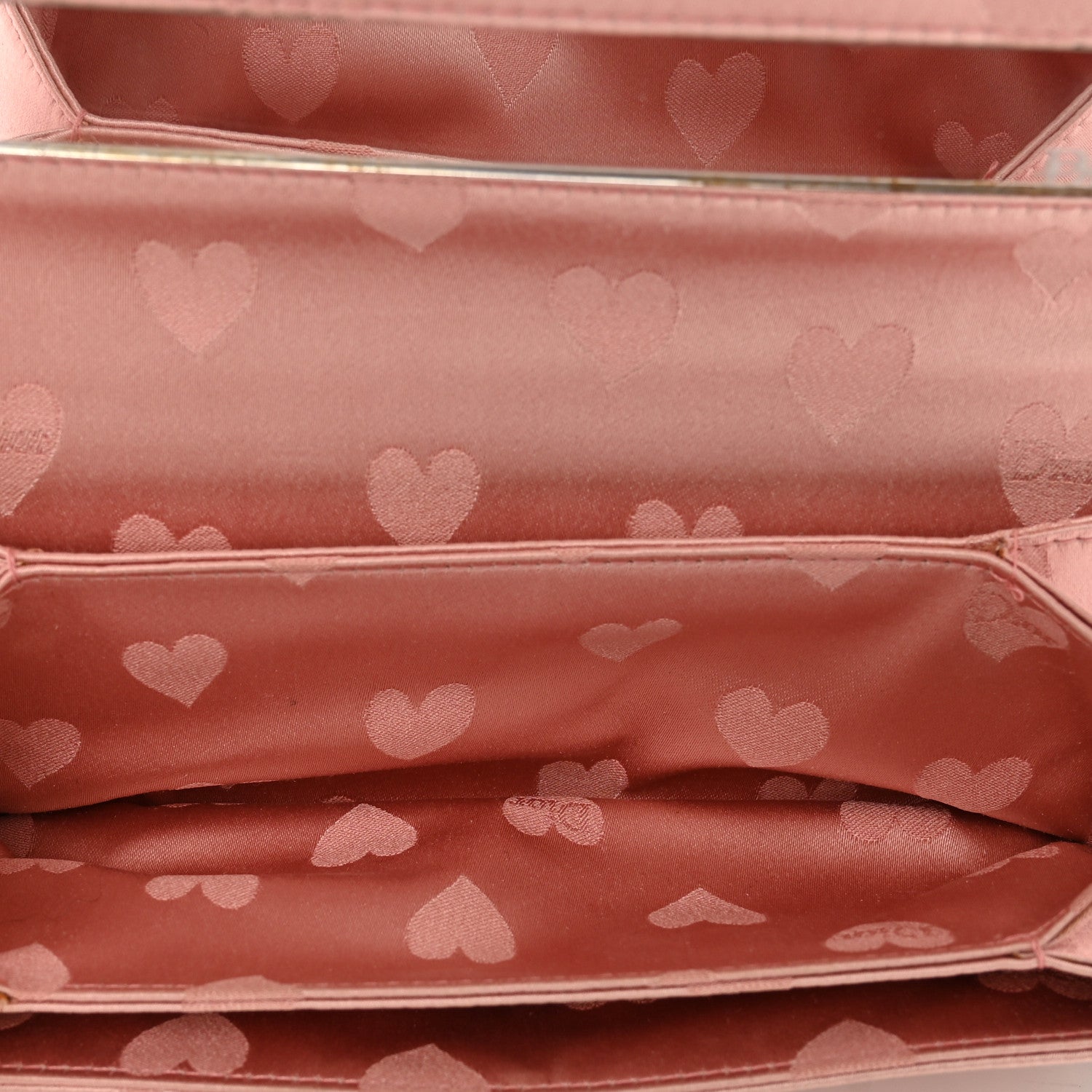 Christian Dior Satin Patent Heart D Trick Clutch Pink Black 5 of 10