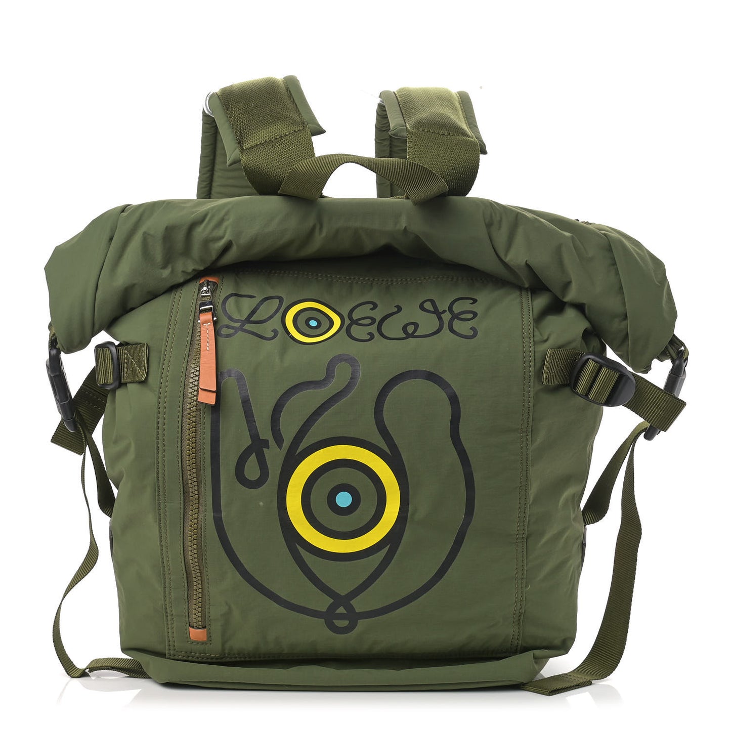 Recycled Nylon Eye/LOEWE/Nature Roll Top Backpack Khaki Green