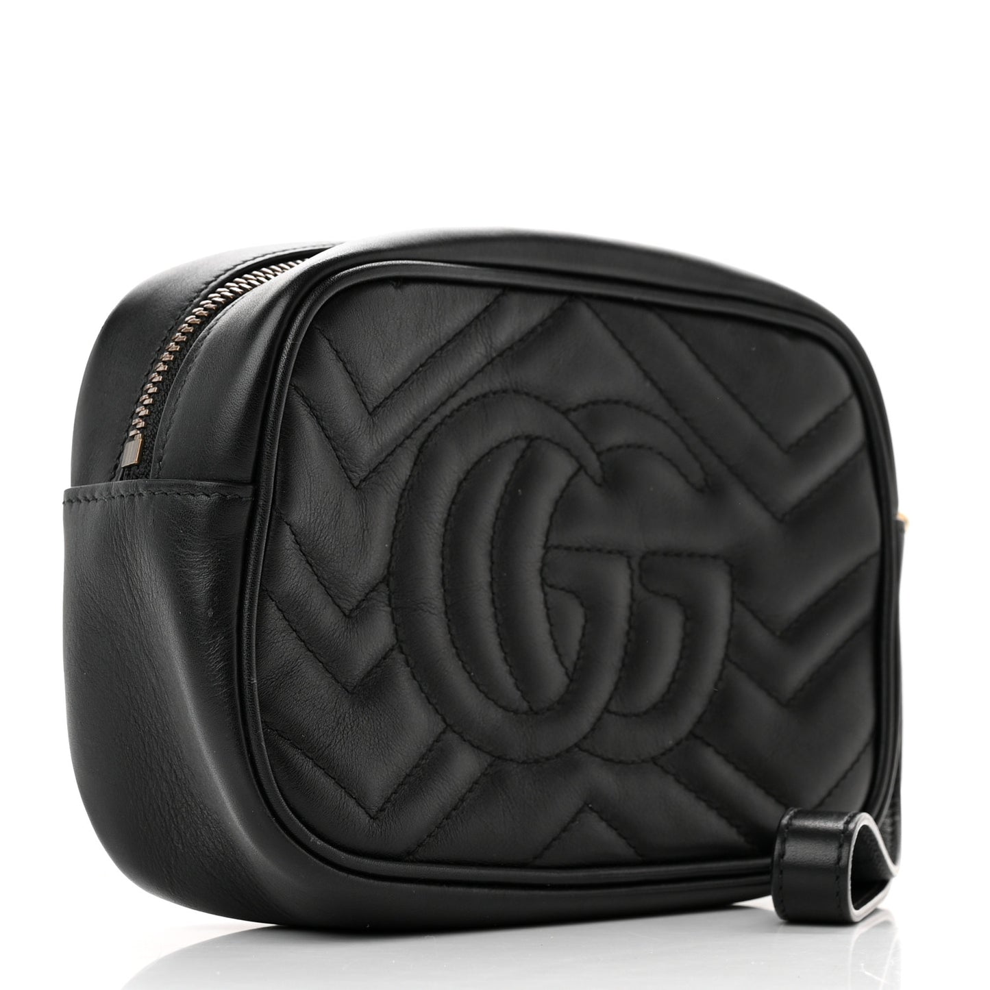 Calfskin Matelasse Mini GG Marmont Wrist Wallet Black
