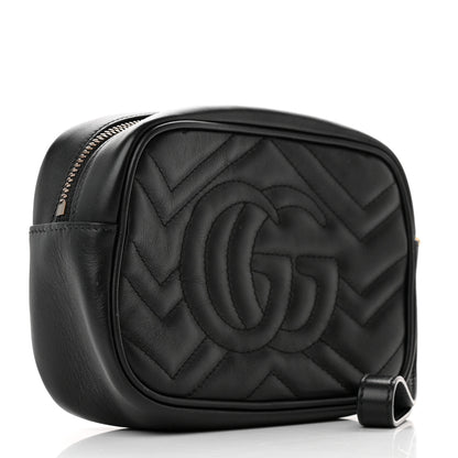 Gucci Calfskin Matelasse Mini GG Marmont Wrist Wallet Black 3 of 12