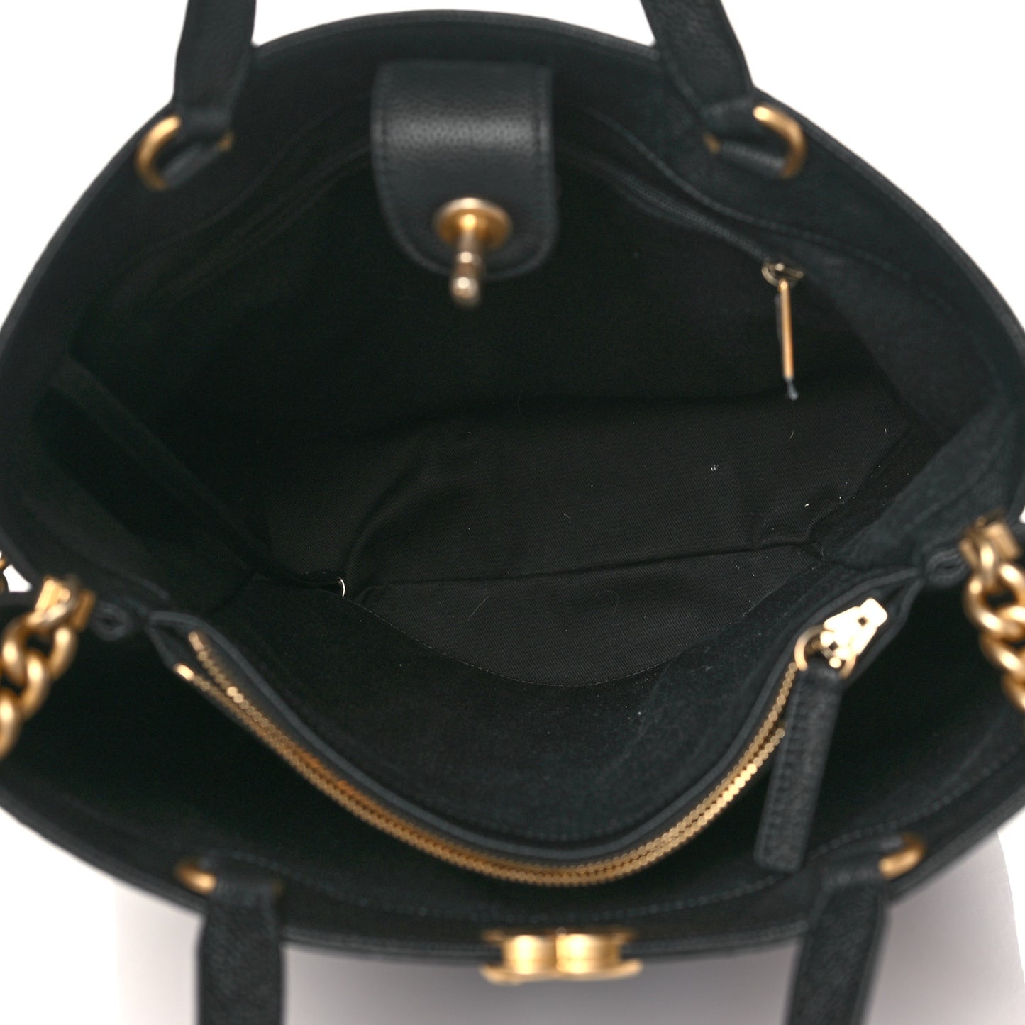 Caviar Stitched Large Shopping Tote Bag Black