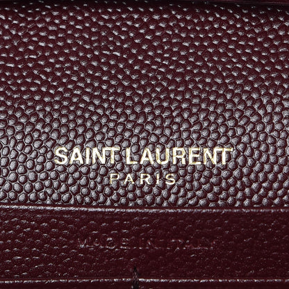 Saint Laurent Grain De Poudre Matelasse Chevron Monogram Chain Wallet Rouge Legion 6 of 6