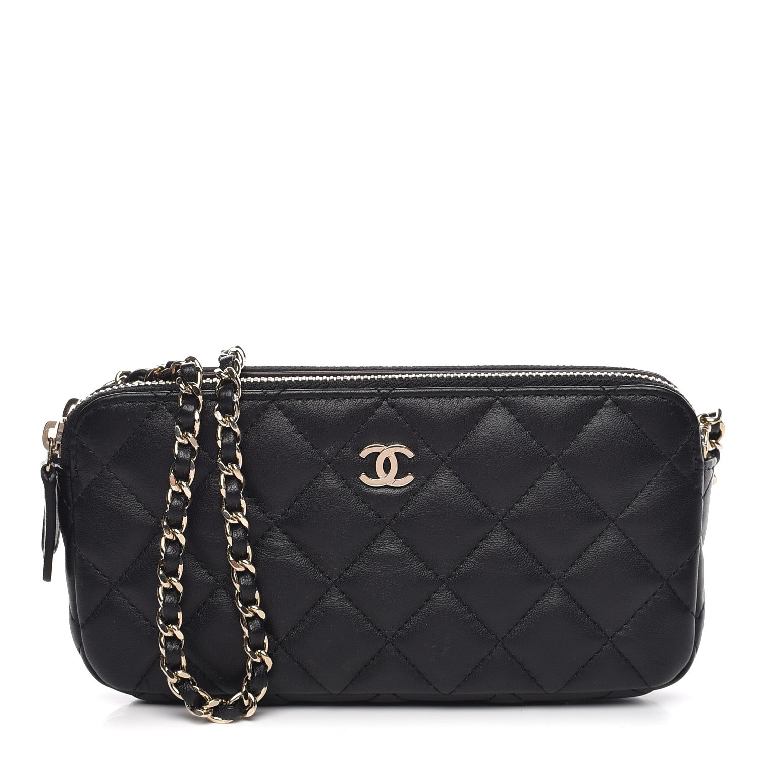 Chanel Lambskin Quilted Small Clutch With Chain Black 1 of 9