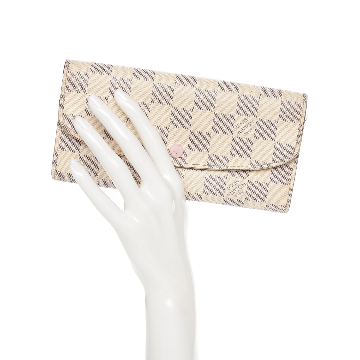 Louis Vuitton Damier Azur Emilie Wallet Rose Ballerine 2 of 15