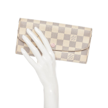 Louis Vuitton Damier Azur Emilie Wallet Rose Ballerine 2 of 15
