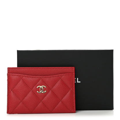 Chanel Caviar Quilted Card Holder Red 9 of 9