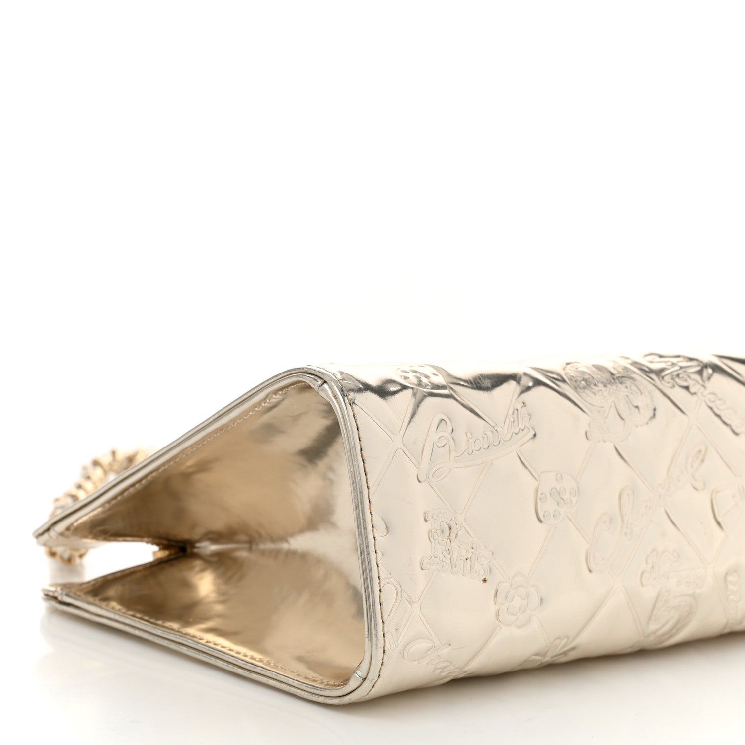 Chanel Metallic Patent Calfskin Lucky Symbols Pochette Gold 9 of 11