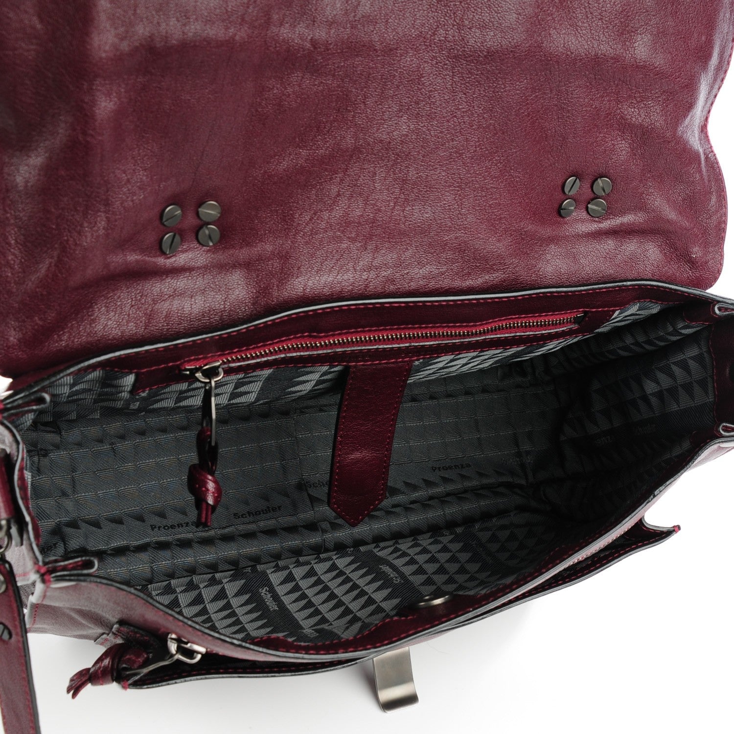 Proenza Schouler Lambskin Fringe PS1 Medium Satchel Burgundy 9 of 10