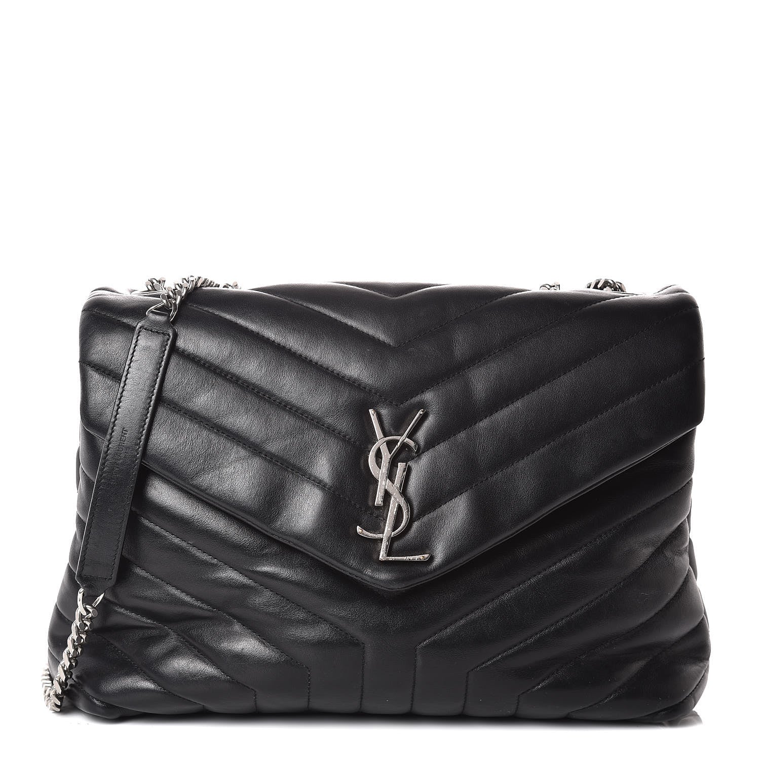 Saint Laurent Calfskin Y Quilted Monogram Medium Loulou Chain Satchel Black 1 of 17