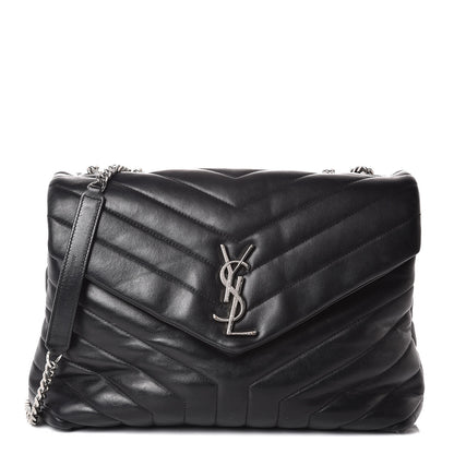 Saint Laurent Calfskin Y Quilted Monogram Medium Loulou Chain Satchel Black 1 of 17