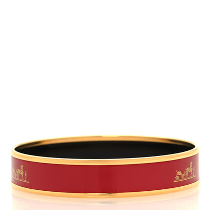 Hermes Enamel Printed Narrow Caleche Bracelet 70 Rouge H 3 of 6