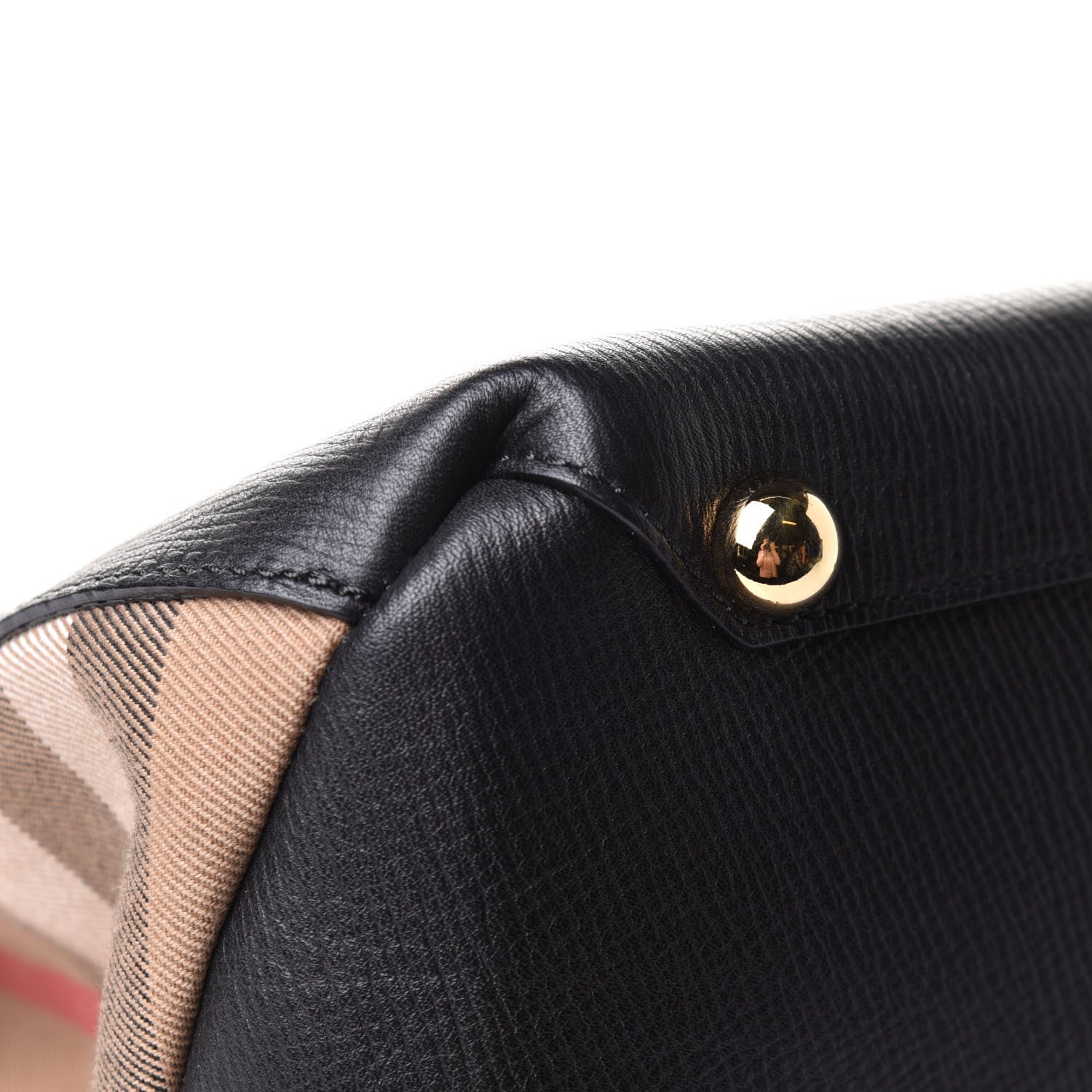 Burberry Grainy Calfskin House Check Medium Banner Tote Black 9 of 12