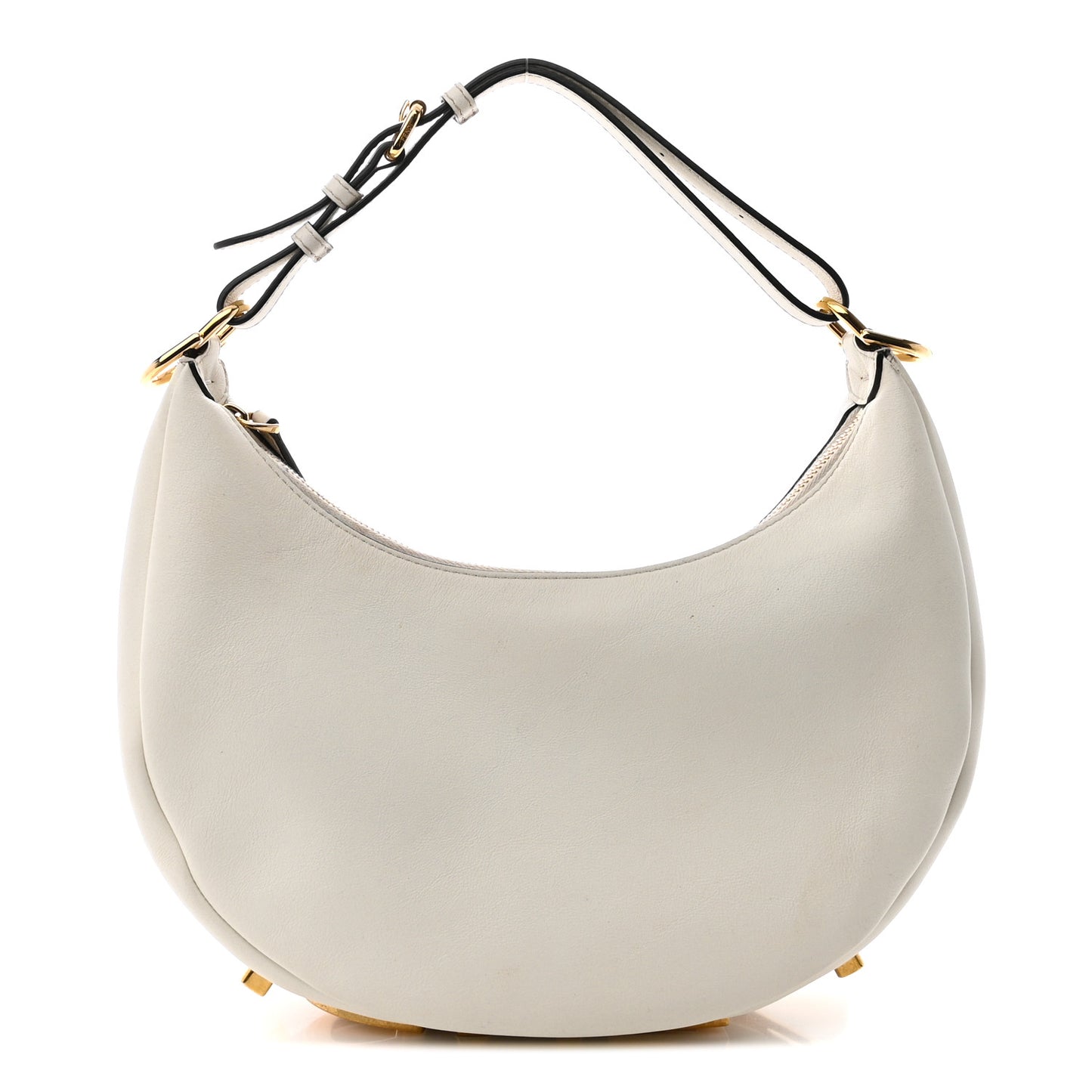 Vitello Grace Matte Small Fendigraphy Hobo Bag White Ice