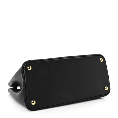 Prada Saffiano Cuir Small Double Bag Black Fuoco 4 of 6