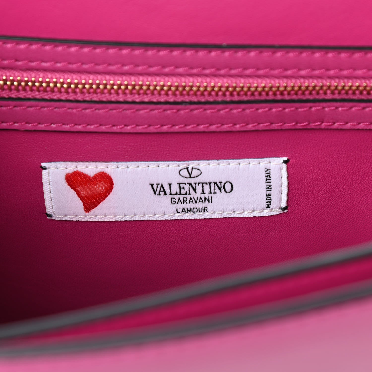 Valentino Garavani Shiny Nappa L'Amour Rockstud Shoulder Bag Fuxia 6 of 9