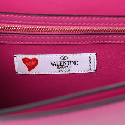 Valentino Garavani Shiny Nappa L'Amour Rockstud Shoulder Bag Fuxia 6 of 9