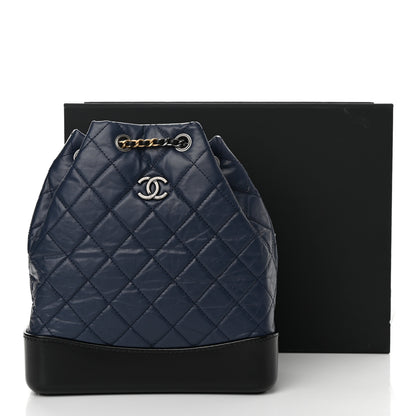 Chanel Aged Calfskin Quilted Gabrielle Backpack Navy Black 14 of 14