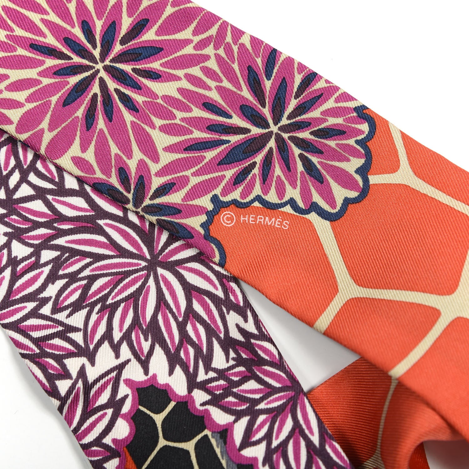 Hermes Silk The Three Graces Twilly Vermillion Fuchsia 3 of 4