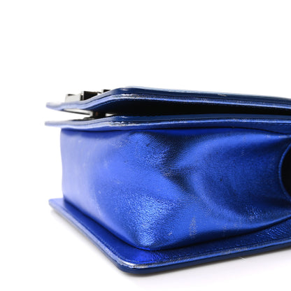 Chanel Metallic Patent Calfskin Quilted Small Boy Flap Blue 10 of 11