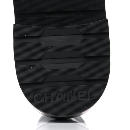 Chanel Shiny Lambskin Quilted Lace Up Combat Boots 38 Black 6 of 12