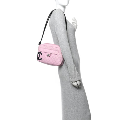 Chanel Calfskin Quilted Cambon Camera Case Pink Black 2 of 11