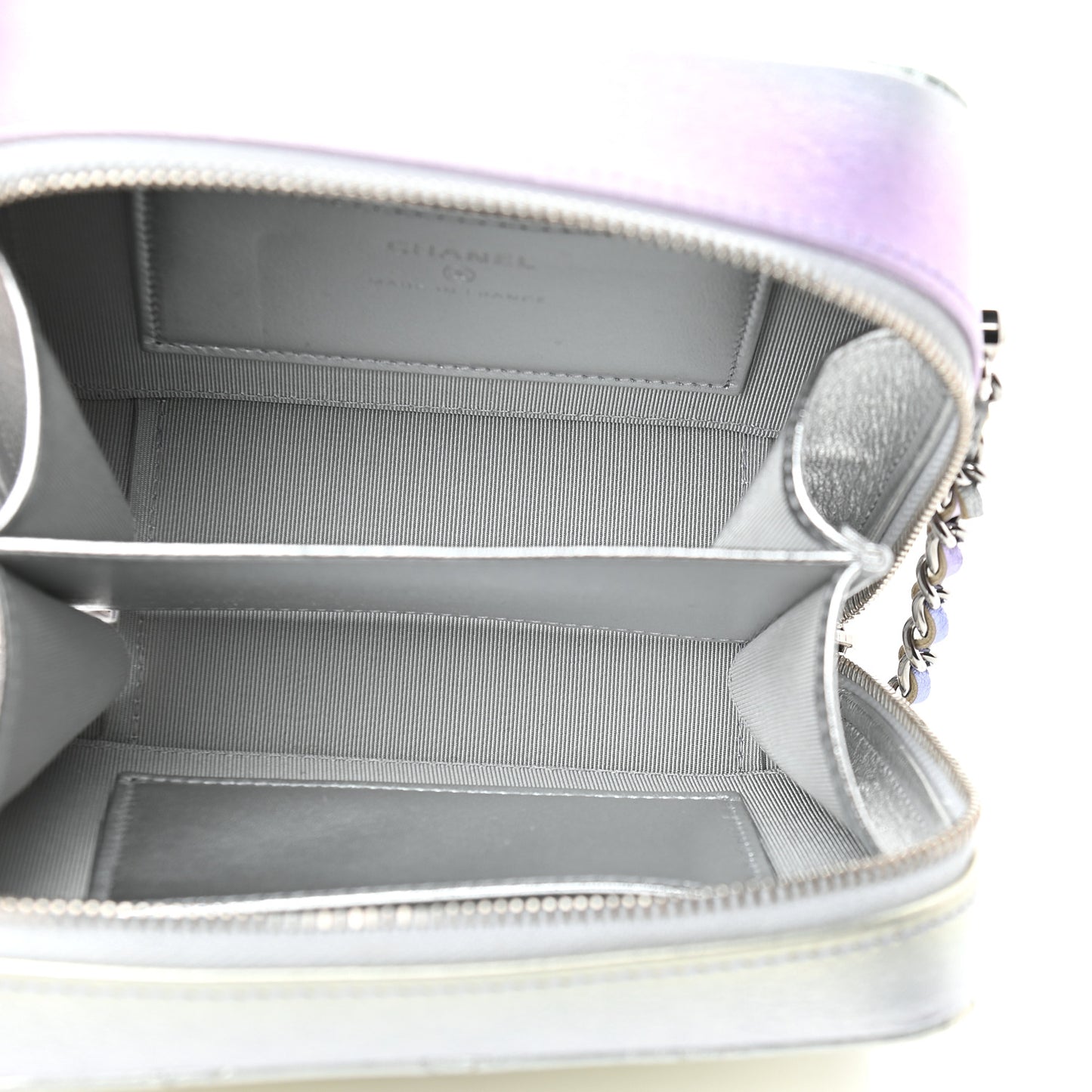 Metallic Gradient Calfskin Quilted Camera Case Blue Yellow Purple