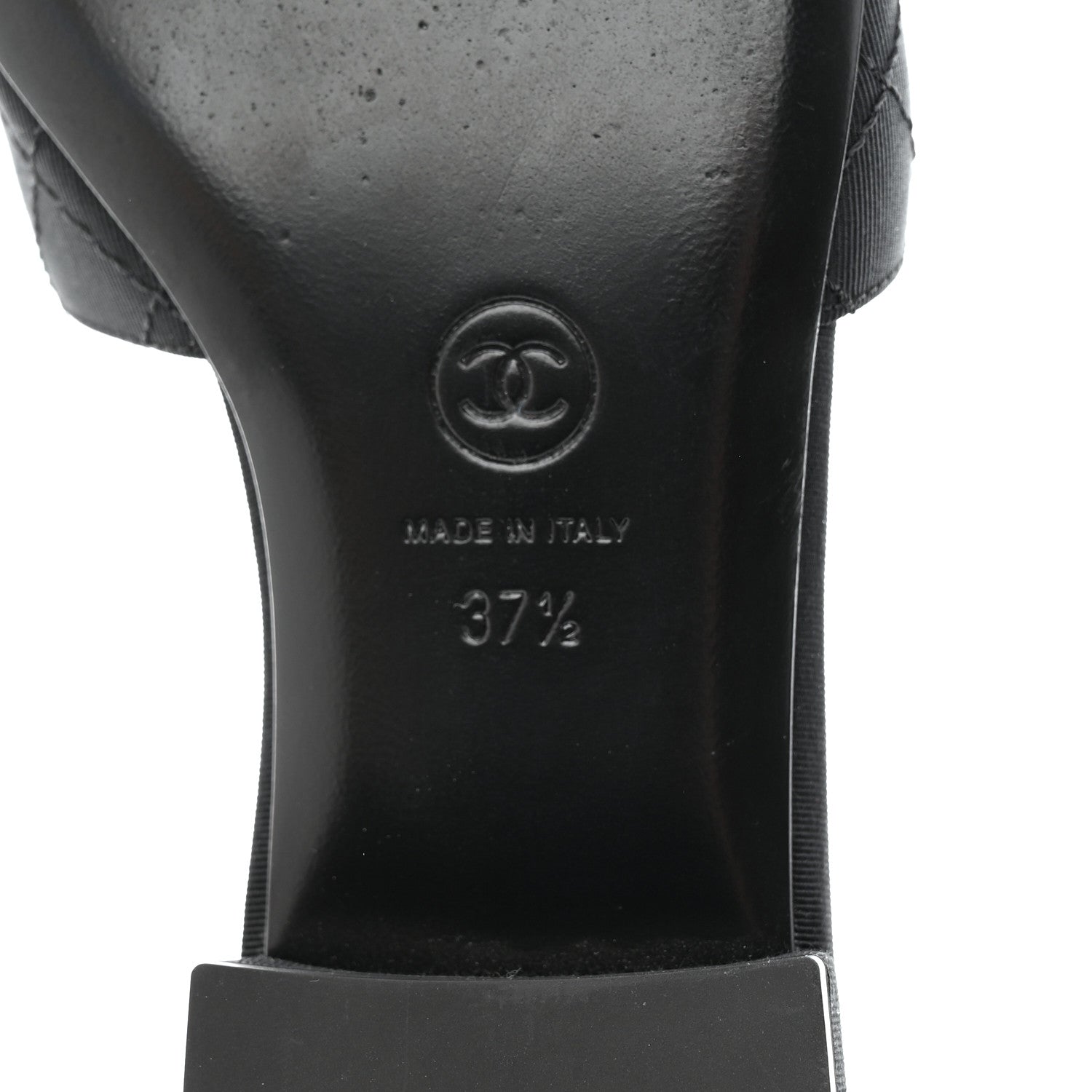 Chanel Grosgrain Quilted Camellia CC Slides 37.5 Black White 8 of 9