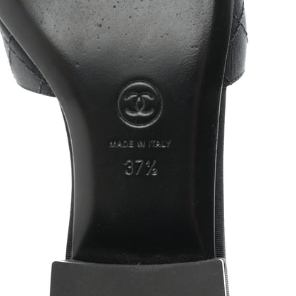 Chanel Grosgrain Quilted Camellia CC Slides 37.5 Black White 8 of 9