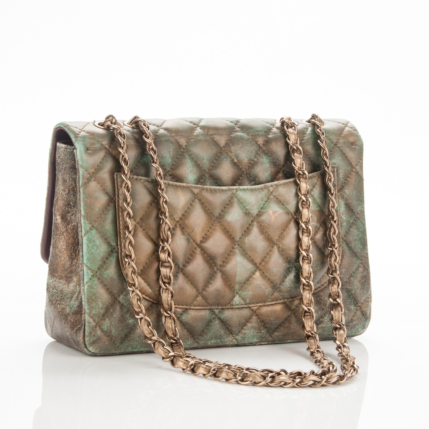Chanel Metallic Lambskin Quilted Jumbo Single Flap 3 of 8