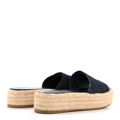 Prada Denim Logo Espadrilles Sandals 39 Blue 5 of 9