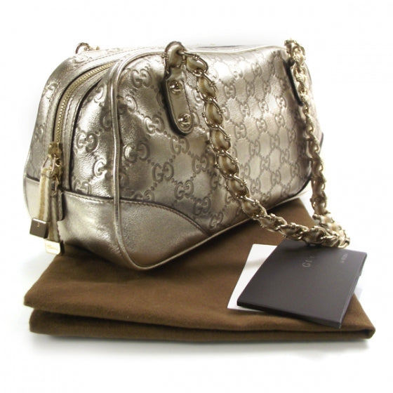 Guccissima Capri Satchel Metallic Gold