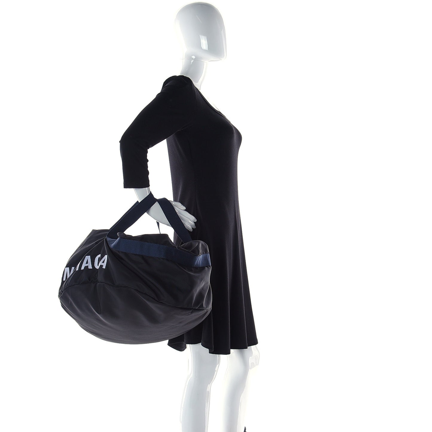 Textured Sport Nylon Logo Embroidered S Wheel Gym Bag Black Bleu Navy