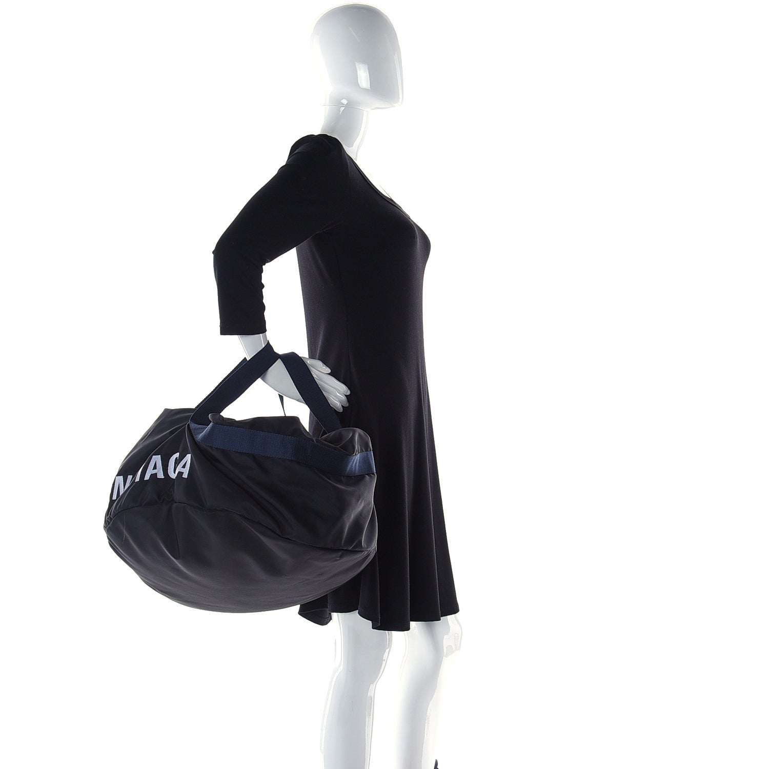 Balenciaga Textured Sport Nylon Logo Embroidered S Wheel Gym Bag Black Bleu Navy 2 of 10