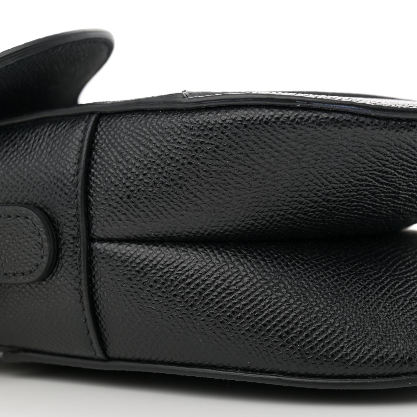 Grained Calfskin Saddle Bag With Strap Black