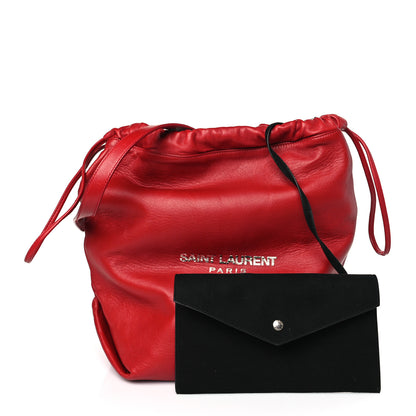 Saint Laurent Lambskin Teddy Drawstring Bag Eros Red 1 of 9