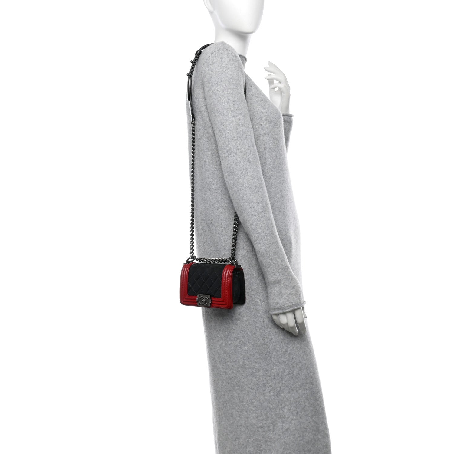 Chanel Calfskin Quilted Mini Boy Flap Black Red 2 of 10