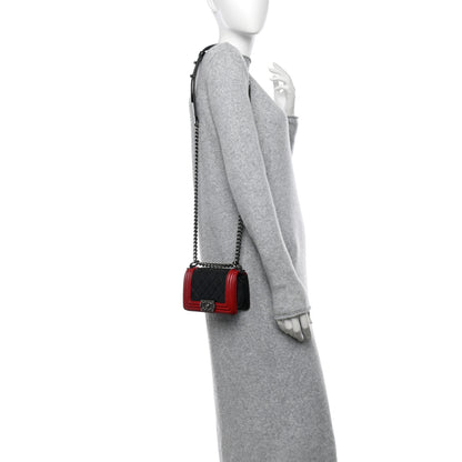 Chanel Calfskin Quilted Mini Boy Flap Black Red 2 of 10