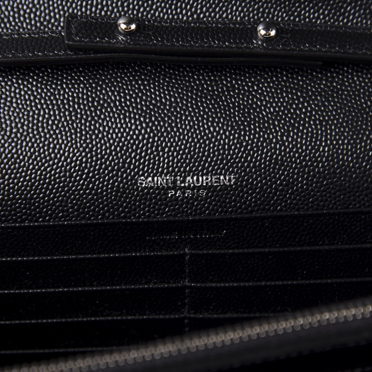 Saint Laurent Grain De Poudre Matelasse Chevron Monogram Chain Wallet Black 8 of 10