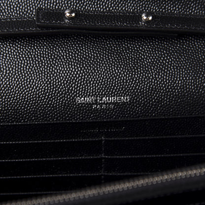 Saint Laurent Grain De Poudre Matelasse Chevron Monogram Chain Wallet Black 8 of 10