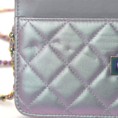 Chanel Iridescent Lambskin Quilted Reissue Wallet On Chain WOC Light Purple 5 of 7