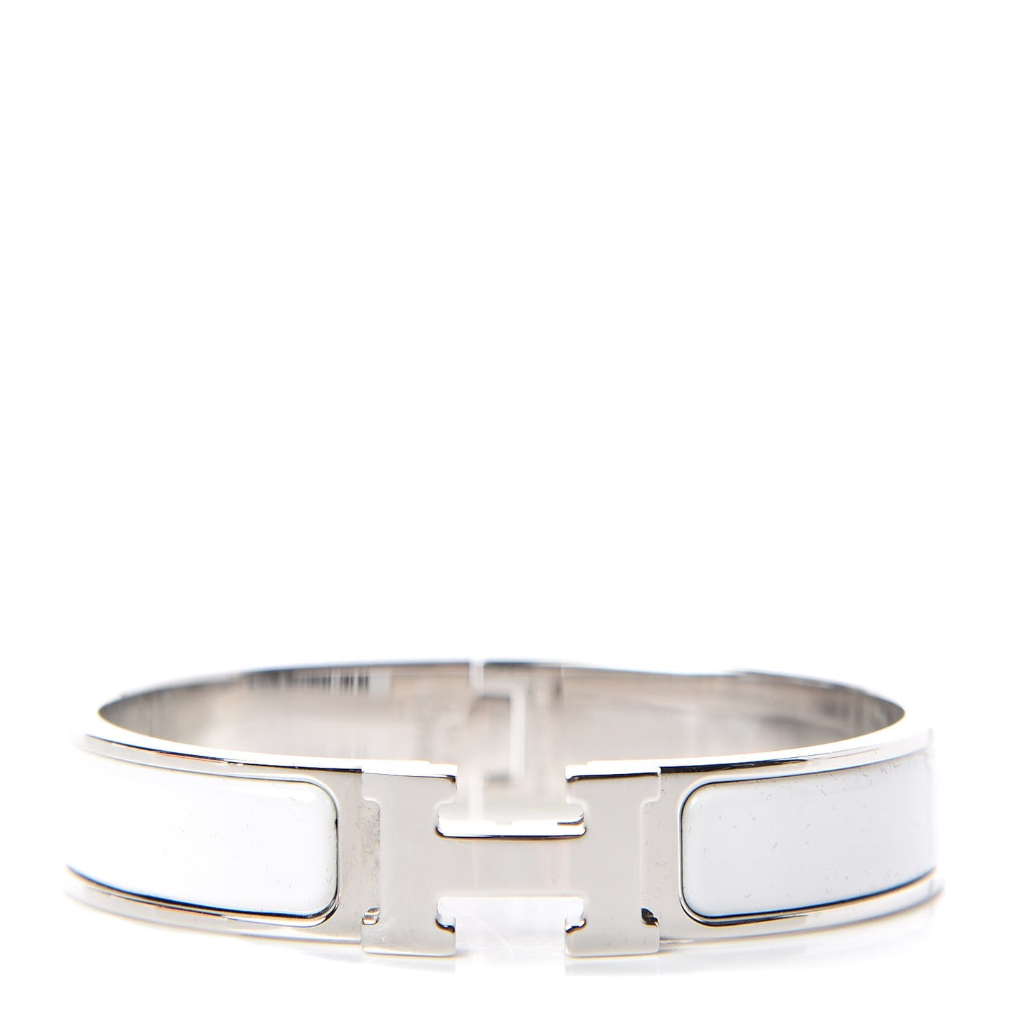 Enamel Narrow Clic Clac H Bracelet PM White