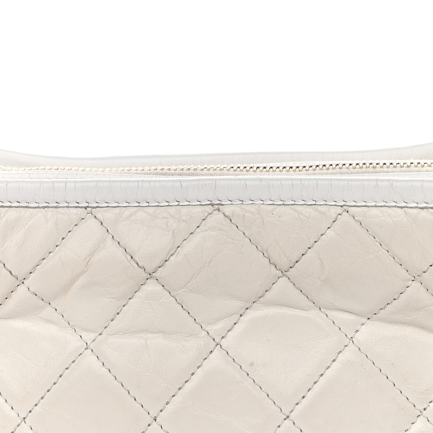 Aged Calfskin Quilted Small Gabrielle Hobo White