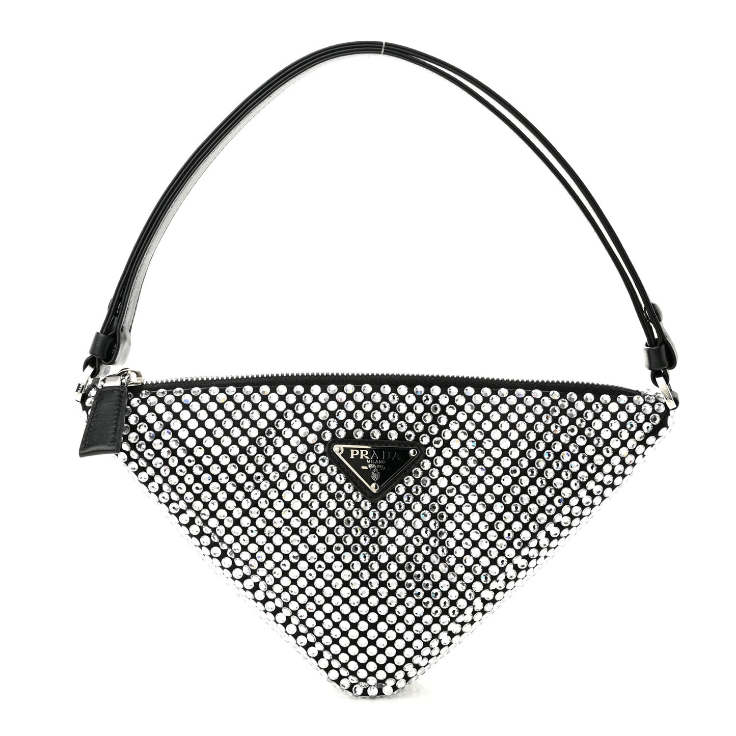 Satin Crystal Triangle Pouch Cristal