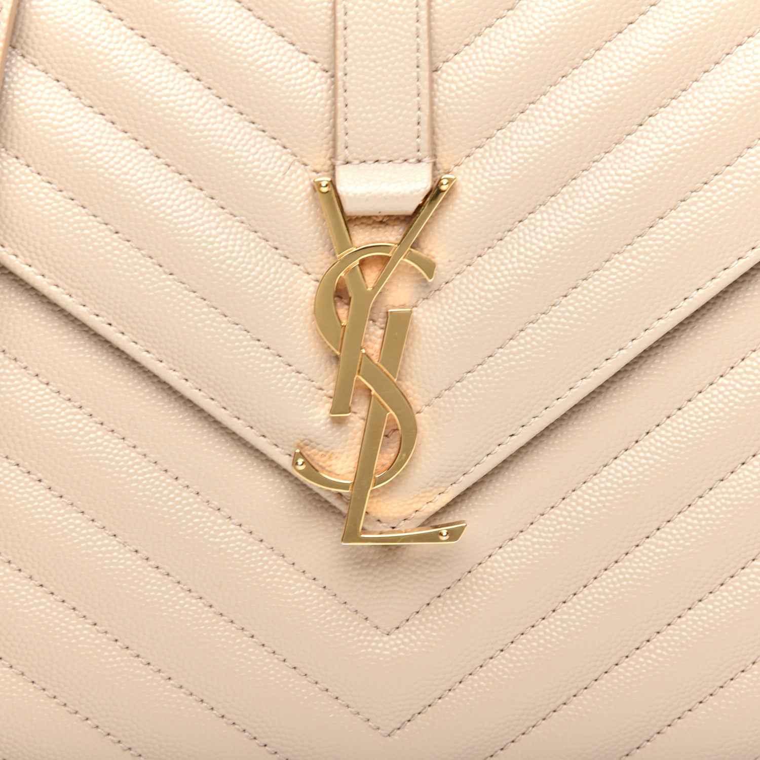 Saint Laurent Grain De Poudre Matelasse Chevron Large Monogram Satchel Nude Powder 10 of 10