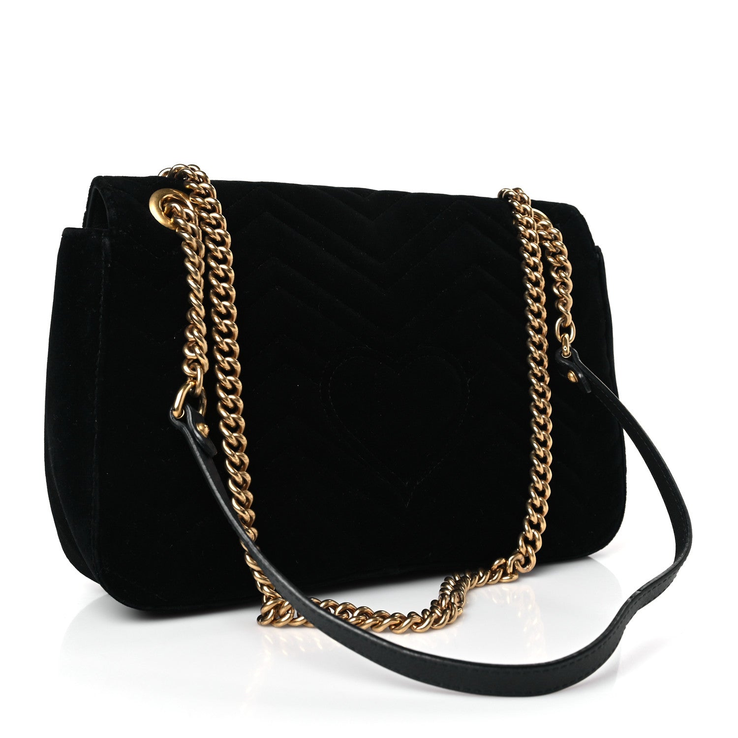 Gucci Velvet Matelasse Medium GG Marmont Shoulder Bag Black 3 of 9