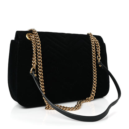 Gucci Velvet Matelasse Medium GG Marmont Shoulder Bag Black 3 of 9