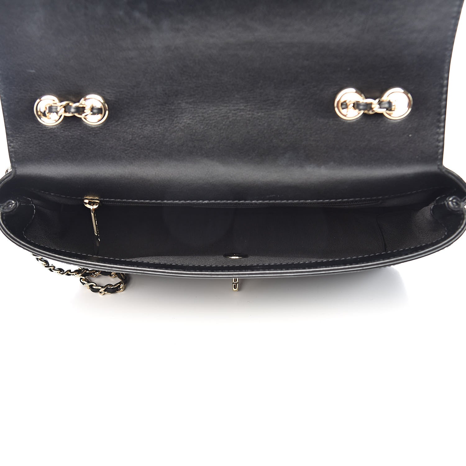 Chanel Calfskin Stitched Medium Covered CC Flap Bag Black 5 of 15